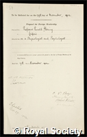 Hering, Karl Ewald Konstantin: certificate of election to the Royal Society