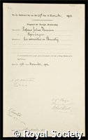 Thomsen, Hans Peter Jurgen Julius: certificate of election to the Royal Society