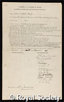 Bayliss, Sir William Maddock: certificate of election to the Royal Society