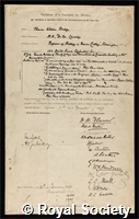 Bridge, Thomas William: certificate of election to the Royal Society