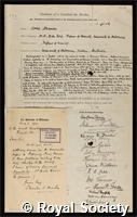 Masson, Sir David Orme: certificate of election to the Royal Society