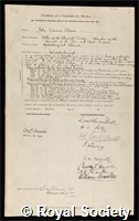 Stead, John Edward: certificate of election to the Royal Society