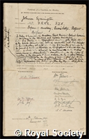 Symington, Johnson: certificate of election to the Royal Society