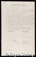 Dixon, Alfred Cardew: certificate of election to the Royal Society