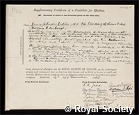 Dobbie, Sir James Johnston: certificate of election to the Royal Society