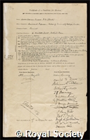 Travers, Morris William: certificate of election to the Royal Society