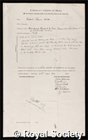 Walker, Sir Gilbert Thomas: certificate of election to the Royal Society