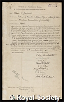 Goodrich, Edwin Stephen: certificate of election to the Royal Society