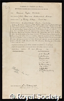 Whittaker, Sir Edmund Taylor: certificate of election to the Royal Society