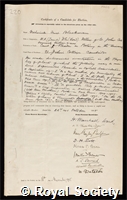 Blackman, Frederick Frost: certificate of election to the Royal Society