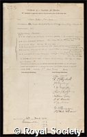 Lees, Charles Herbert: certificate of election to the Royal Society