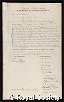 Macallum, Archibald Byron: certificate of election to the Royal Society