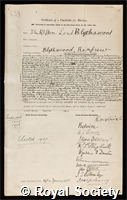 Campbell, Archibald Campbell, 1st Baron Blythswood: certificate of election to the Royal Society