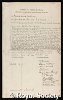Chattaway, Frederick Daniel: certificate of election to the Royal Society
