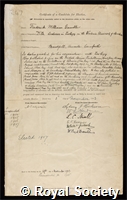 Gamble, Frederick William: certificate of election to the Royal Society