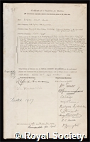 Smith, Sir Grafton Elliot: certificate of election to the Royal Society
