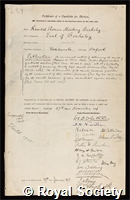 Berkeley, Randal Thomas Mowbray Rawdon, 8th Earl Berkeley: certificate of election to the Royal Society