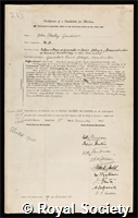 Gardiner, John Stanley: certificate of election to the Royal Society