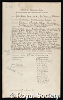Grace, John Hilton: certificate of election to the Royal Society