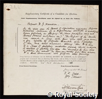 Hamilton, David James: certificate of election to the Royal Society