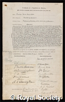 Hamilton, David James: certificate of election to the Royal Society