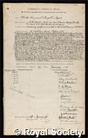 Major, Charles Immanuel Forsyth: certificate of election to the Royal Society