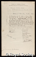 Nevill, Edmund Neville: certificate of election to the Royal Society