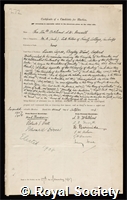 Russell, Bertrand Arthur William, 3rd Earl Russell: certificate of election to the Royal Society