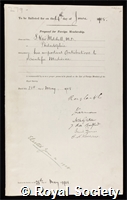 Mitchell, Silas Weir: certificate of election to the Royal Society