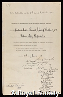Russell, Herbrand Arthur, 11th Duke of Bedford: certificate of election to the Royal Society