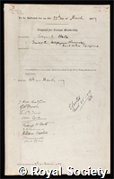 Hale, George Ellery: certificate of election to the Royal Society