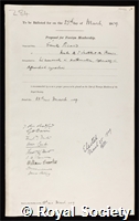 Picard, Charles Emile: certificate of election to the Royal Society
