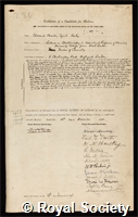 Baly, Edward Charles Cyril: certificate of election to the Royal Society
