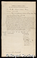 Barnes, Ernest William: certificate of election to the Royal Society