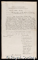 Bather, Francis Arthur: certificate of election to the Royal Society