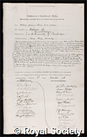Lewis, William James: certificate of election to the Royal Society