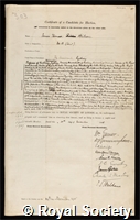 Wilson, James Thomas: certificate of election to the Royal Society