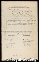 Leishman, Sir William Boog: certificate of election to the Royal Society