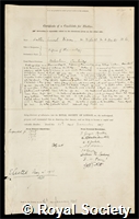 Dixon, Walter Ernest: certificate of election to the Royal Society