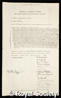 Donnan, Frederick George: certificate of election to the Royal Society