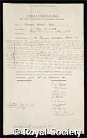 Grove-Hills, Edmond Herbert: certificate of election to the Royal Society