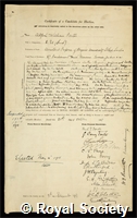 Porter, Alfred William: certificate of election to the Royal Society