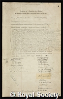Arnold, John Oliver: certificate of election to the Royal Society
