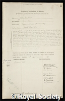 Dixon, Arthur Lee: certificate of election to the Royal Society
