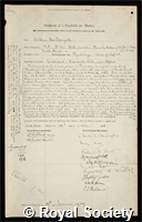 McDougall, William: certificate of election to the Royal Society