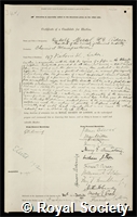 Messel, Rudolf: certificate of election to the Royal Society