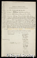 Flett, Sir John Smith: certificate of election to the Royal Society