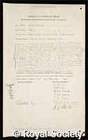 Richardson, Sir Owen Willans: certificate of election to the Royal Society