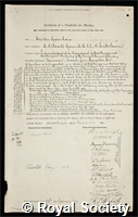 Rosenhain, Walter: certificate of election to the Royal Society