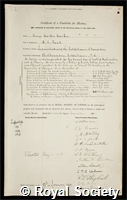 Walker, George Walker: certificate of election to the Royal Society